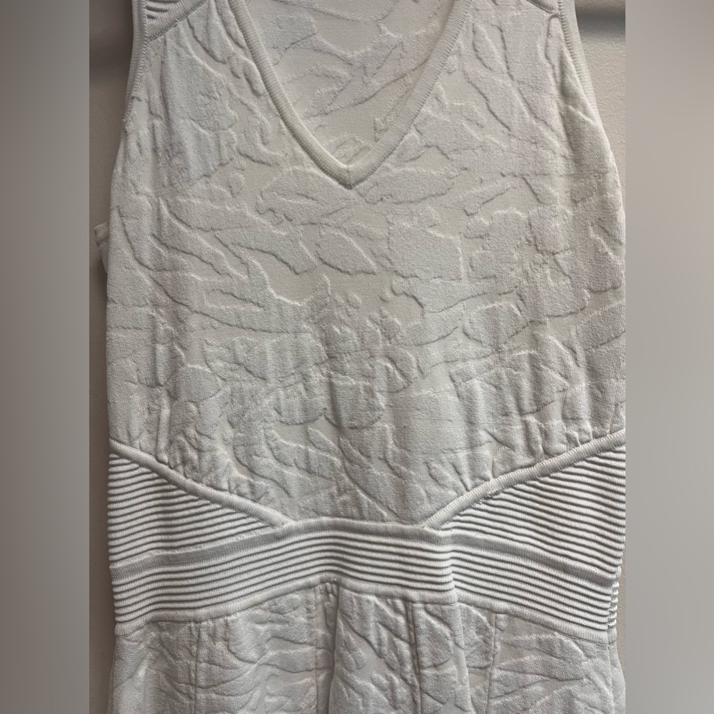 PARKER Womens White Textured V-Neck Sleeveless Fit & Flare Dress- Size S - Picture 6 of 7